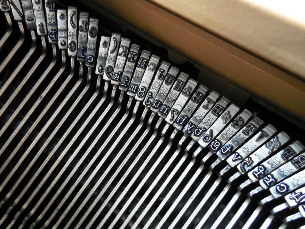 close up of vintage typewriter type bars